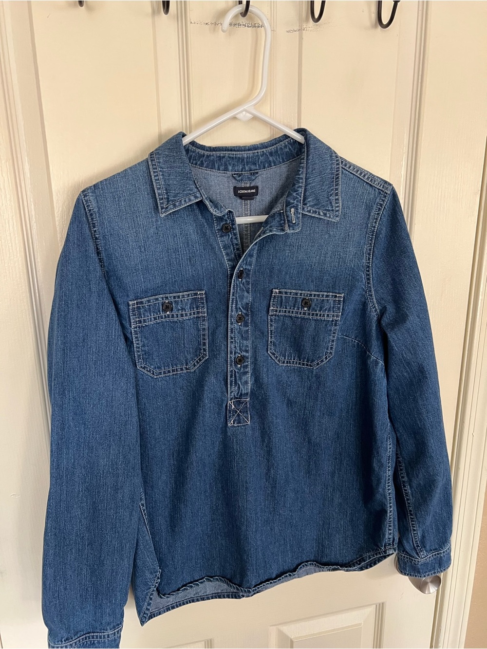 J.Crew Jeans Chambray Popover Shirt Medium 100% Cotton Denim Utility Top - Picture 10 of 14